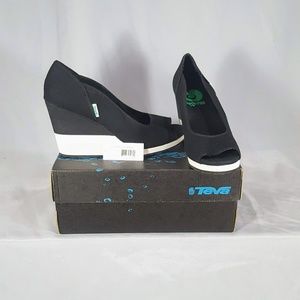 Teva canvas wedge slip-ons